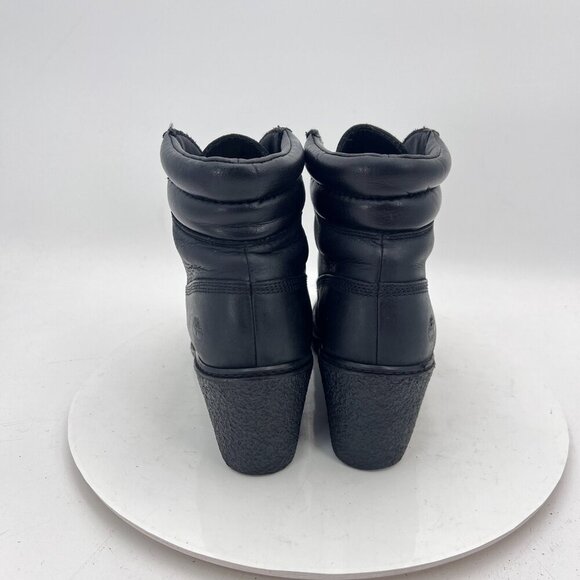 Timberland Amston Womens Size 8.5 8253A Black Leather Lace Up Wedge Ankle Boot - Picture 6 of 14